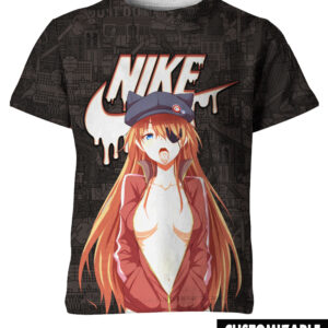 Asuka Langley Soryu Anime Neon Genesis Evangelion With Nike T-shirt, Waifu Shirt for Anime Lovers