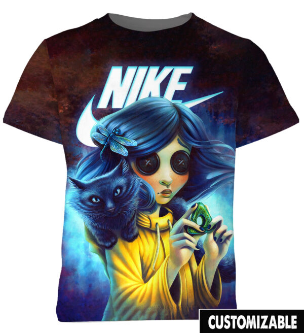 Customized Halloween Gift For Coraline Fan shirt, Coraline and Black Cat Horror Movie Spooky Season Shirt