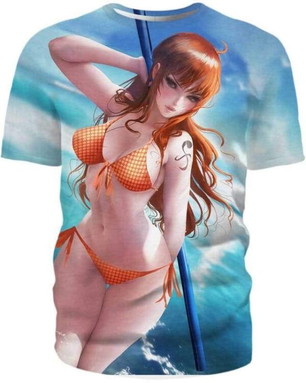 Nami On The Beach 3D T-Shirt, Cute Anime Sexy for Followers