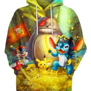 Pretty Night Stitch and Sad Dog 3D Hoodie, Lilo and Stitch Shirts for Fan
