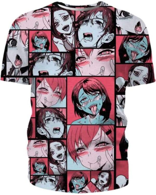 Retro Ahegao Collage 3D T-Shirt, Hot Anime Character for Lovers