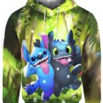 Stitch and Toothless Smile 3D Hoodie, How To Train Your Dragon Dragons