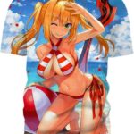 Sunny Beach 3D T-Shirt, Hot Anime Character for Lovers