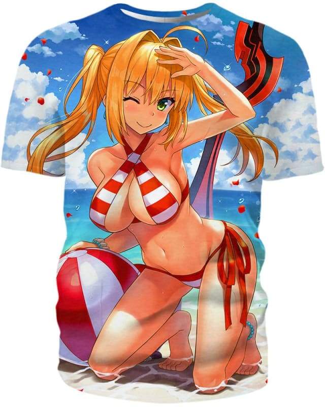 Sunny Beach 3D T-Shirt, Hot Anime Character for Lovers