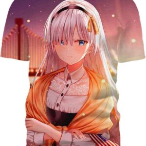 Sunset Girl 3D T-Shirt, Hot Anime Character for Lovers
