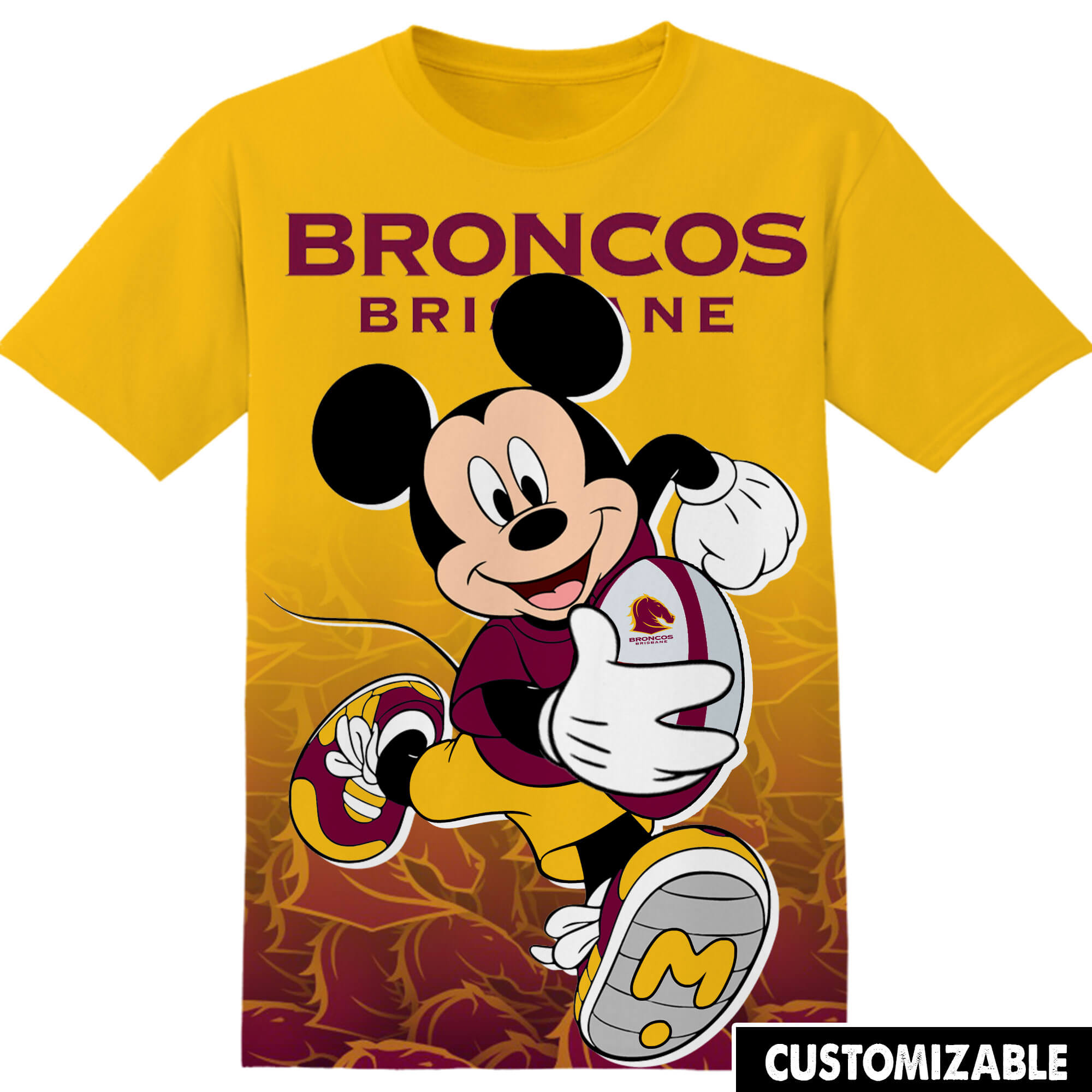 Customized Rugby Brisbane Broncos Disney Mickey Shirt