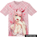 Customized Anime Gift Zero Two Kawaii Fan Pink LV Luxury Shirt