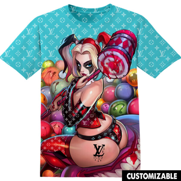 Customized Harley Quinn Fan LV Luxury Shirt