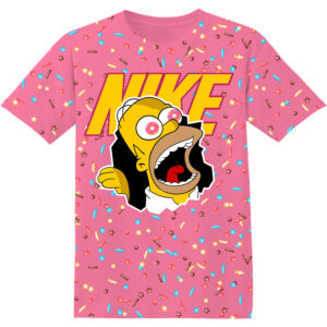 Customized The Simpsons Eat Donuts Pink Shirt