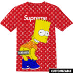 Customized Gift For Cartoon Fan Bart Simpson Fan Funny Yellow Red Sp LV Shirt