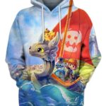 Toothless Boat And Friends 3D Hoodie, How To Train Your Dragon Characters for Fan