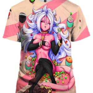 Unleashed Manjin Android 21 3D T-Shirt, Hot Anime Character for Lovers