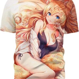 Yellow Hair Lady 3D T-Shirt, Hot Anime Character for Lovers