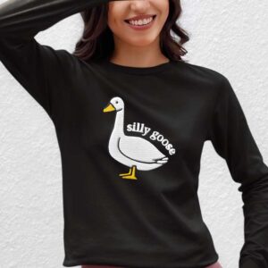 Embroidered Goose Crewneck Sweatshirt Black Front