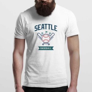 Seattle Baseball Man T Shirt White Front