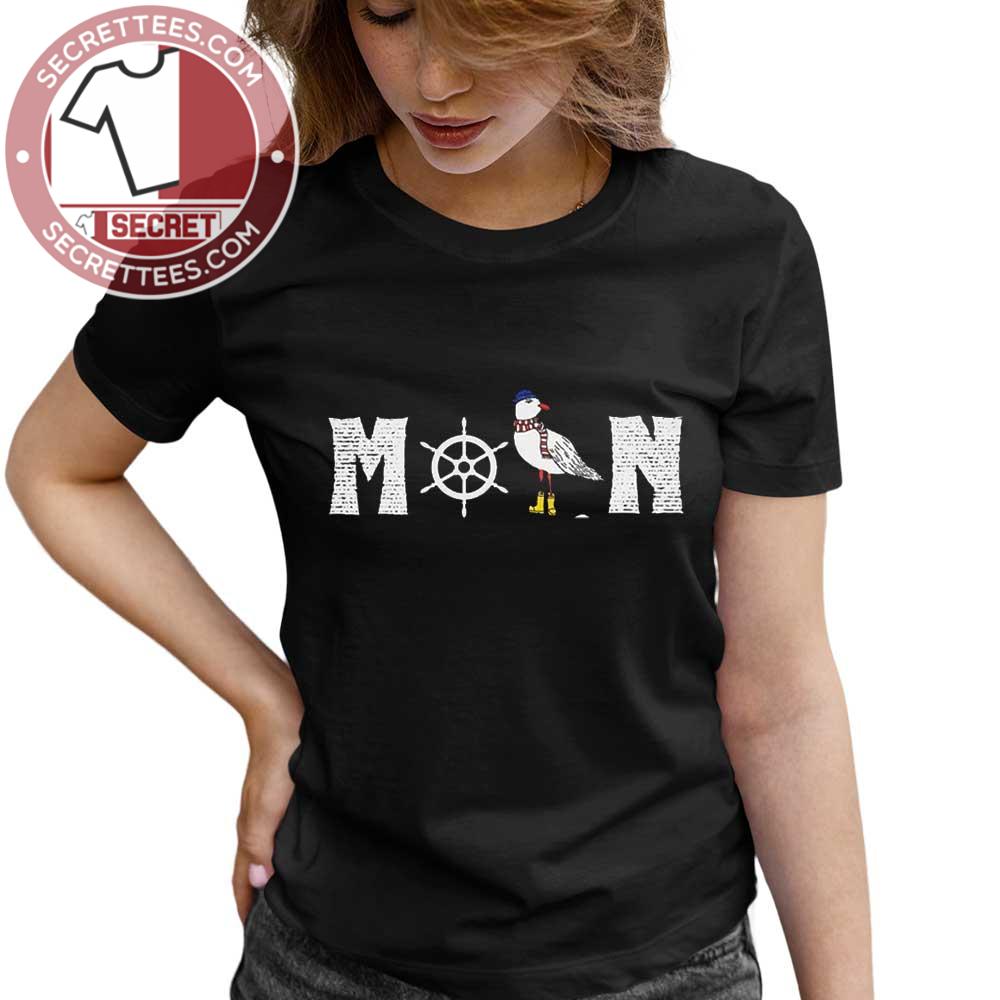 Moin With Seagull And Steering Wheel North Sea Baltic Sea Maritim Style Shirt