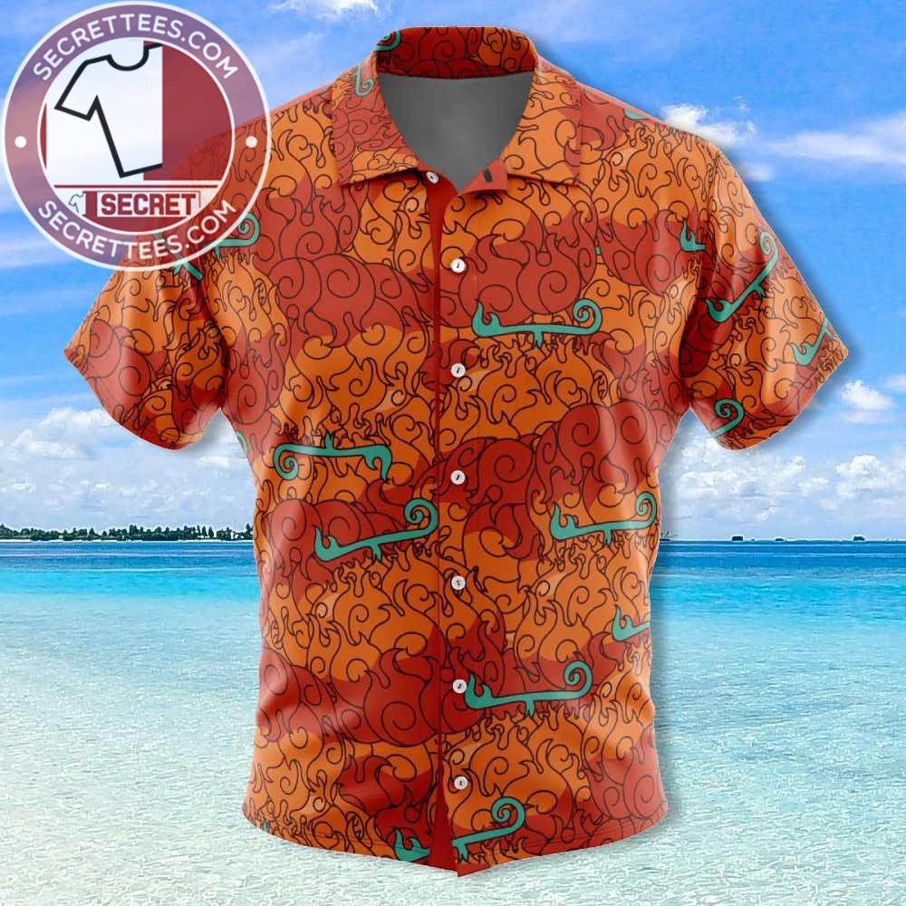 Ace Mera Mera No Mi Devil Fruit One Piece Hawaiian Shirt, Men Button Up Shirts