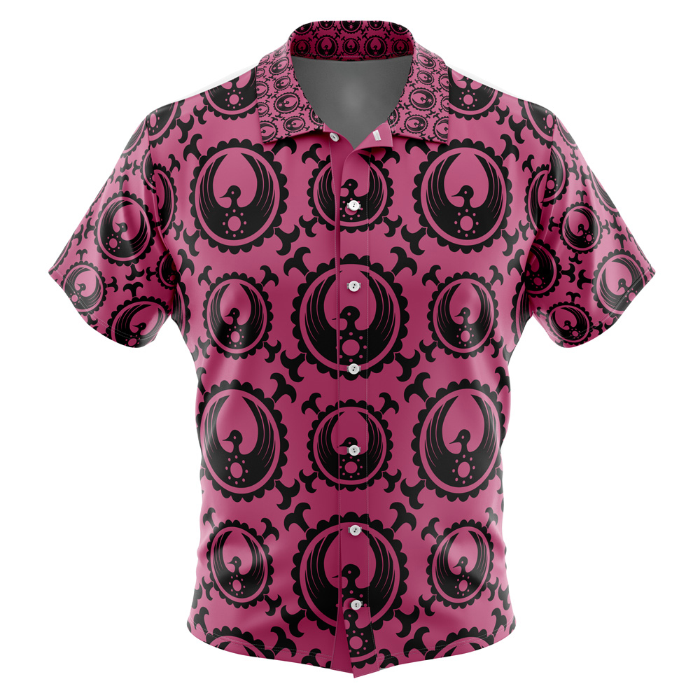 Kozuki Clan Crest One Piece Hawaiian Shirt, Pink Button Up Shirts