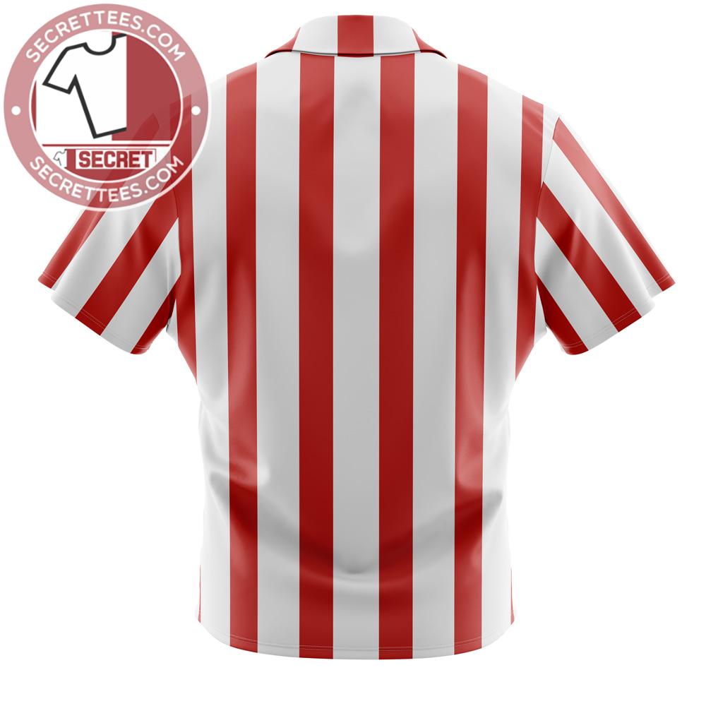Zoro Red Striped One Piece Hawaiian Shirt, Roronoa Zoro Pre-Timeskip Stripes Button Up Shirts
